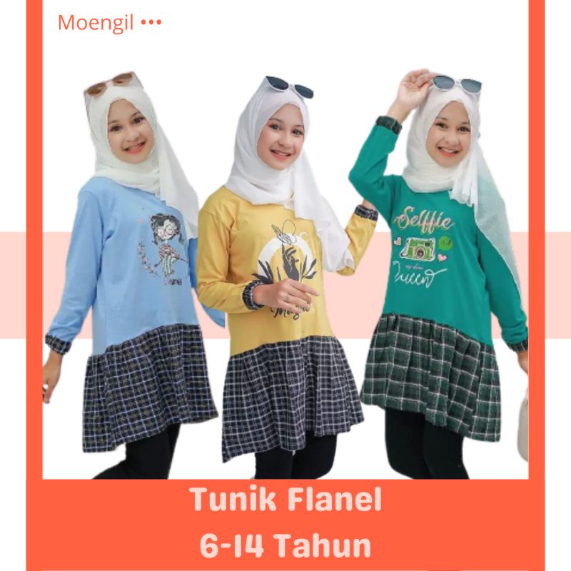 6-14TAHUN TUNIK ANAK PEREMPUAN FLANEL TANGGUNG REMAJA