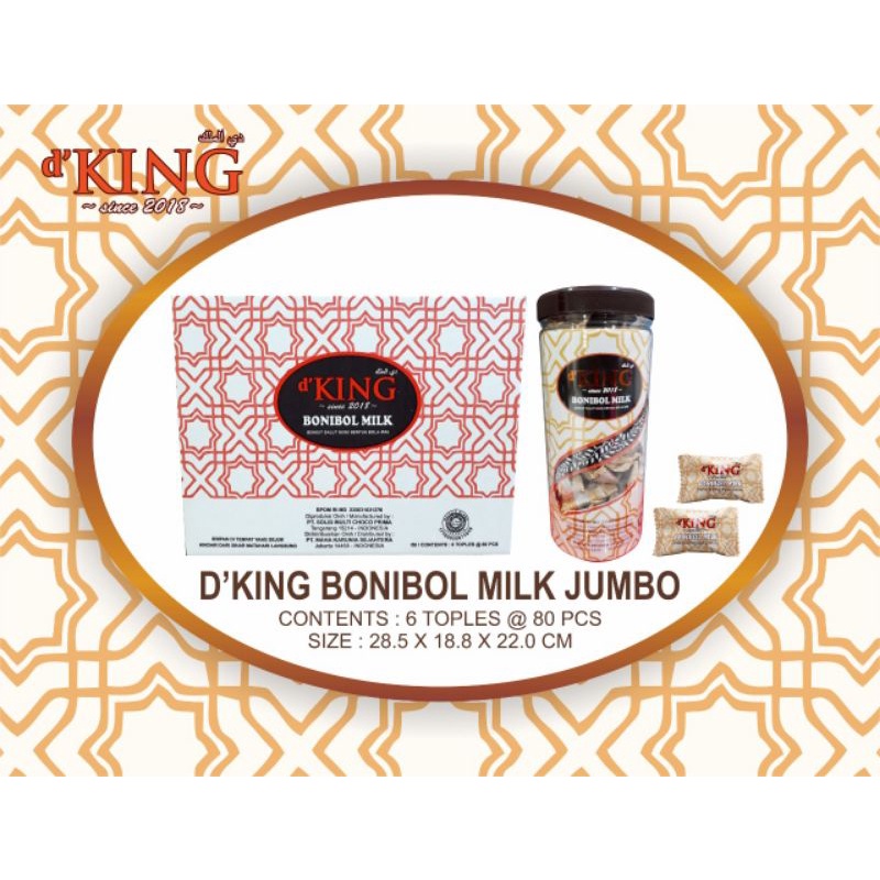 1 Toples 80 pcs D'KING Bonibol Jumbo Biskuit dan Wafer Salut Cokelat, Keju, dan Susu