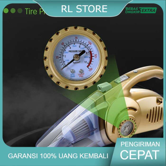 4in1 Car Vacuum Cleaner Penyedot Debu Pompa Angin Tekanan Ban Mobil