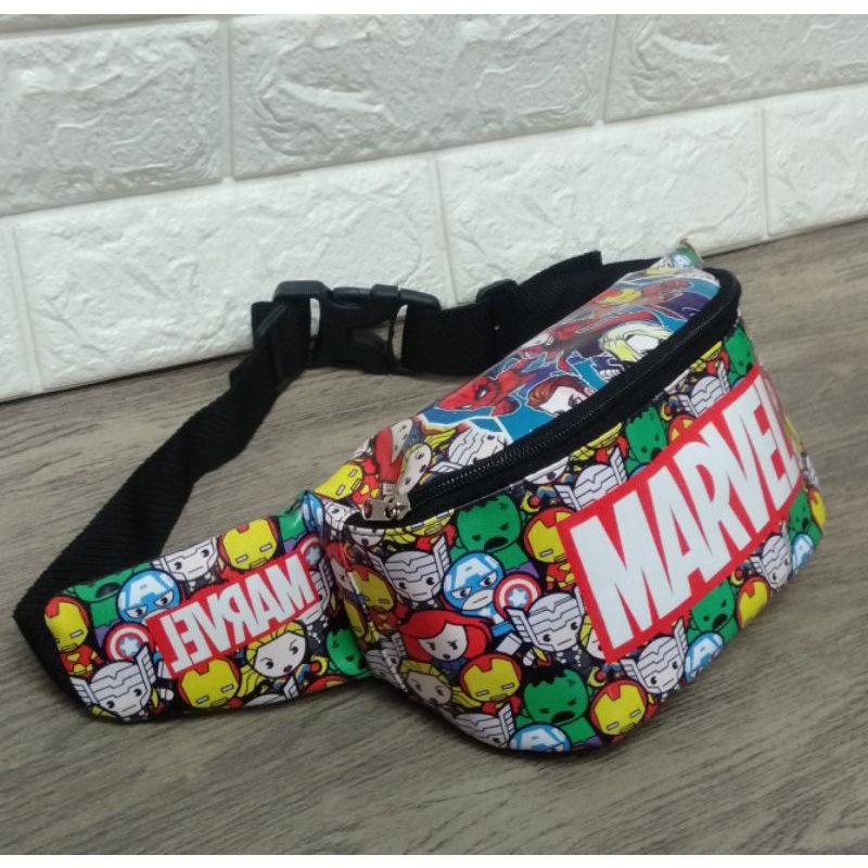 Waistbag anak tas SLempang batman/Marvel free topi LED nyala