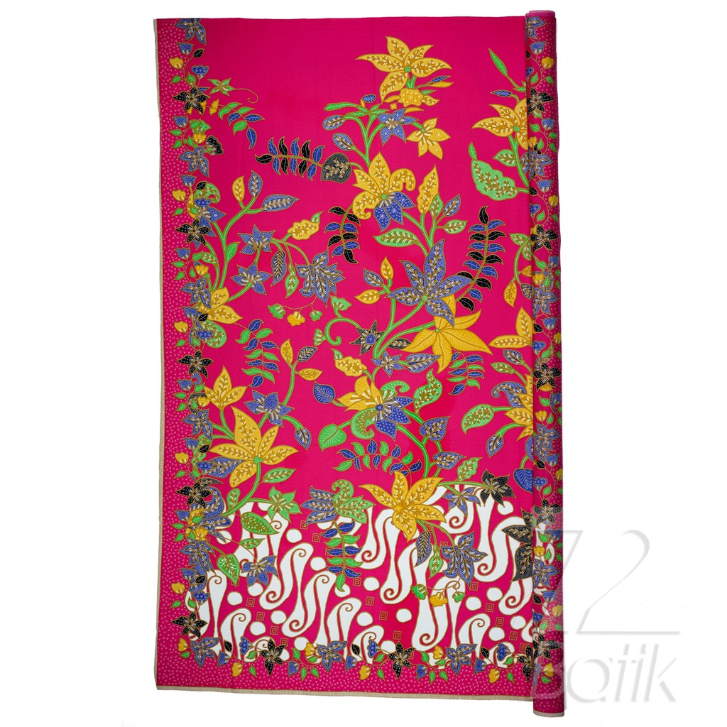 KAIN BATIK PREMIUM Bahan Katun Motif Parang Kembang Warna Merah Muda Candy Kuning 724334 Cap 72 Jarik Jarit Samping Kebat Panjang Batik Katun Modern Premium Bahan Seragam Batik Pernikahan Kantor Keluarga Murah Kamen Jadi Batik Bali Lembaran