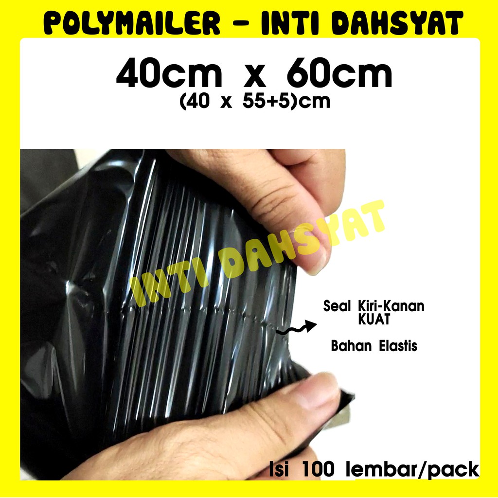 

Polymailer Hitam Glossy 40x60 Isi +/-100lembar Plastik Amplop Kemasan Online Ukuran Jumbo Besar