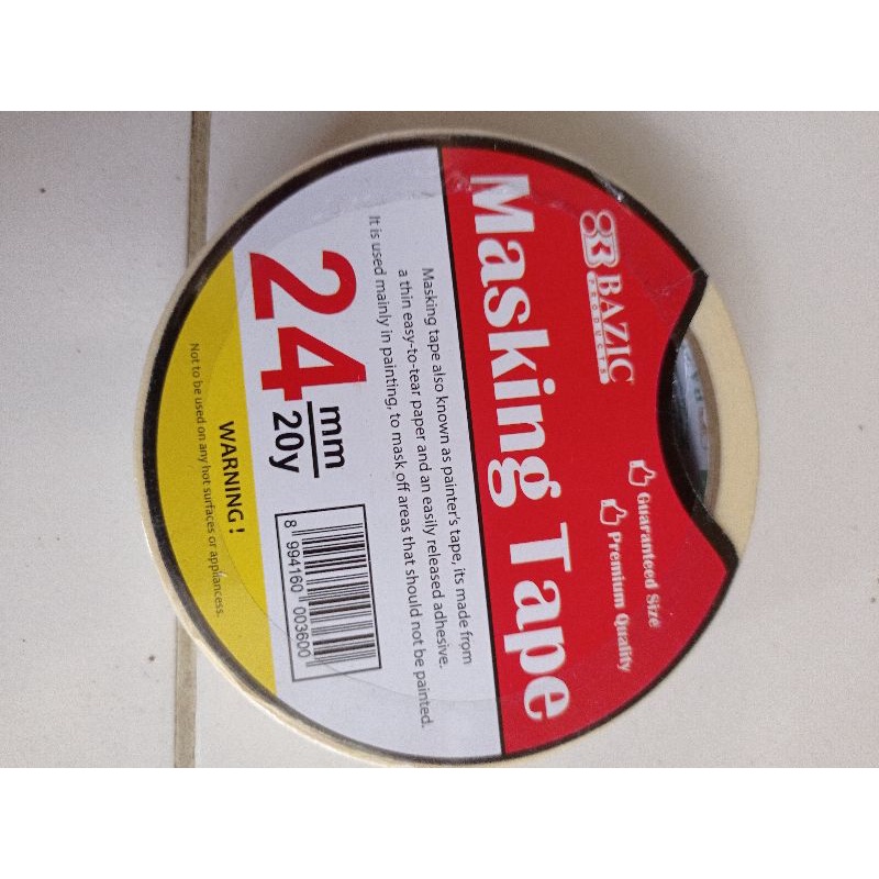 

Lakban Kertas Masking Tape BAZIC 1inch x 20 Yard Isolasi Kertas Murah Grosir Ukuran Sedang
