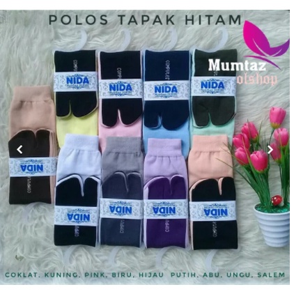 Kaos Kaki Nida Panjang Muslimah Telapak Hitam Jempol Polos Murah Malang-3