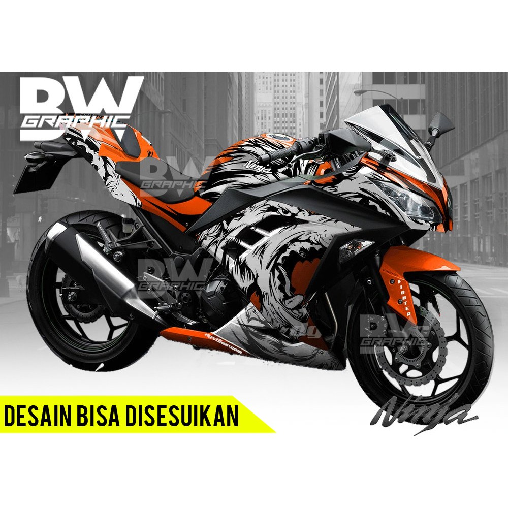 Jual Modifikasi Decal / Dekal sticker Stiker Ninja 250 FI Putih Wolf