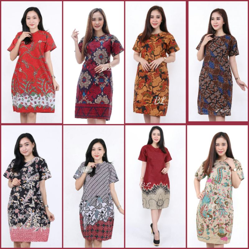 DRESS BATIK LENGAN PENDEK ANEKA MOTIF 0150 | DRESS NATAL WANITA | PAKAIAN
