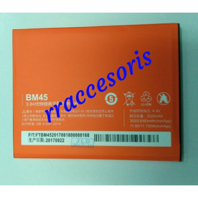 BATRE BATREI BATREY XIAOMI REDMI NOTE 2 BM45