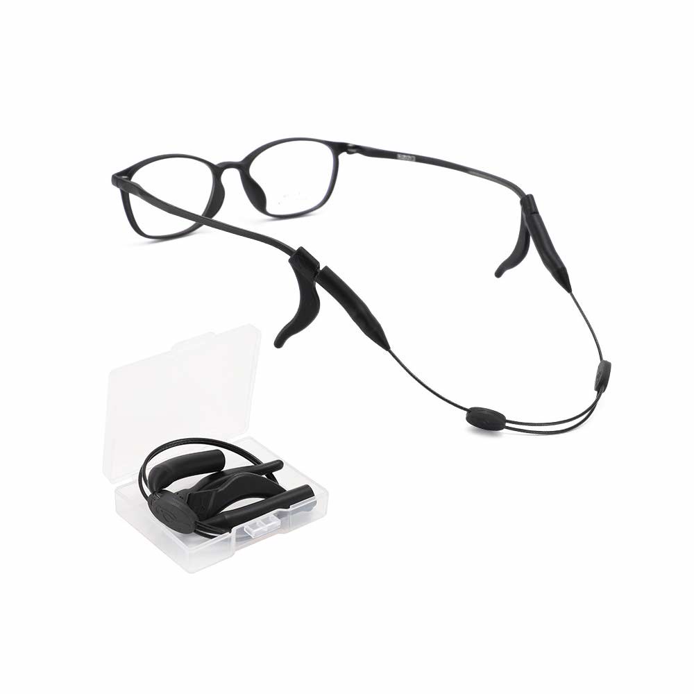 1 Pasang Tali Hitam Pengait Kacamata Silikon Dewasa dan Anak anak - Anti Slip - Earhook Silicone - Penahan Hijab Style - TL8090 ( Group )