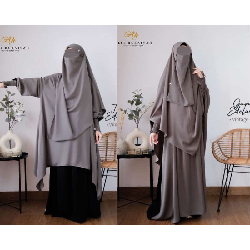 Alfi Huraiyah_Edelweiss Set Gamis Tunik Syari