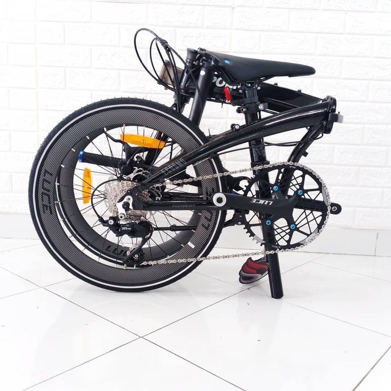 New Sepeda Lipat Element Ecosmo 11 Speed Black Police Special Glow In the Dark