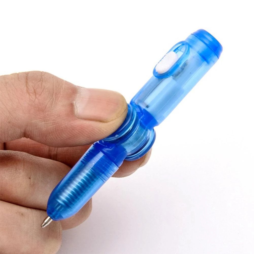 (Acak) Pulpen Fidget Spinner Multifungsi Dengan Lampu LED Untuk Meredakan Stress