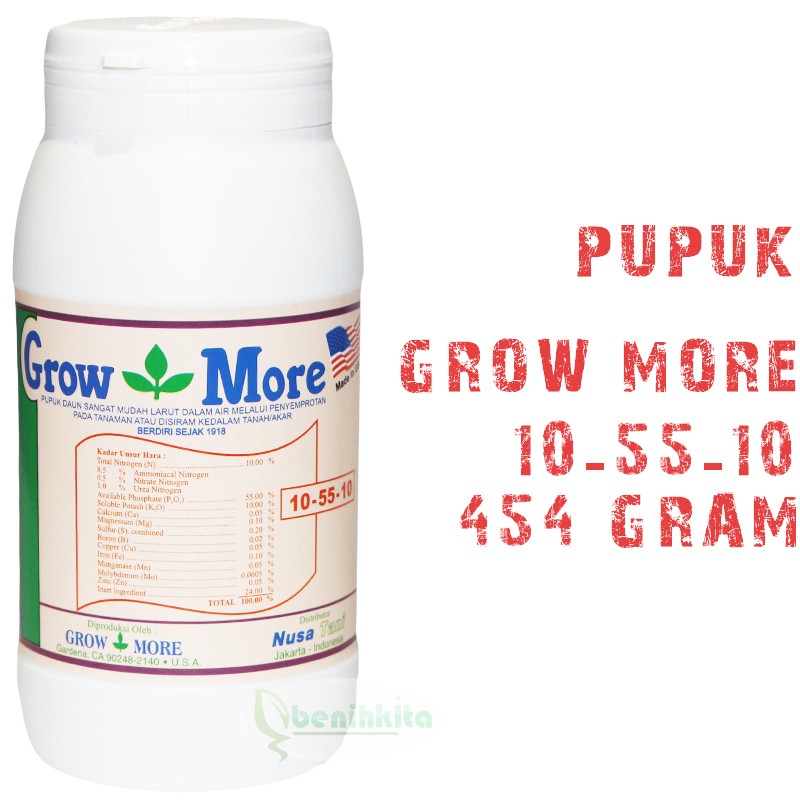 Pupuk-Nutrisi NPK GrowMore Pemicu Bunga 10-55-10 (454gr)