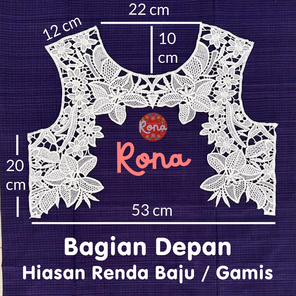Kerah Renda Hiasan Renda untuk Baju / Gamis - 1 pasang - depan belakang