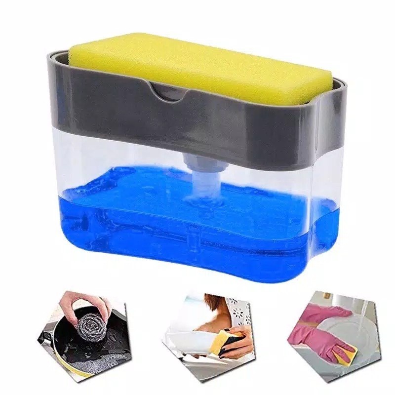 Tempat Sabun Dispenser automatis Cuci Piring 2in1 Pump Holder Sponge