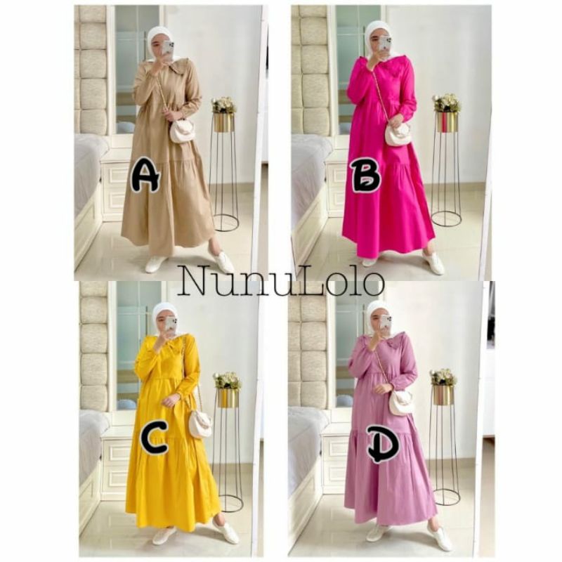 saskia poplin midi dress by nunulolo gamis busui katun poplin