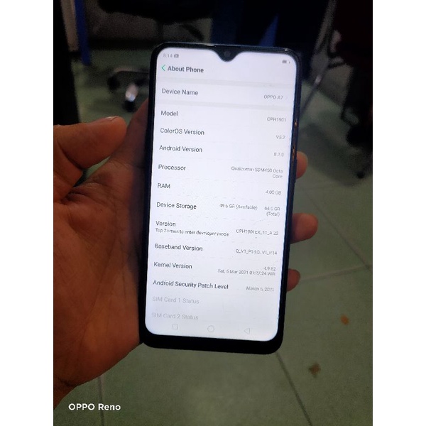 oppp a7 4/64gb second mulus oppo a7 bekas mulus batangan oppo a7 mulus