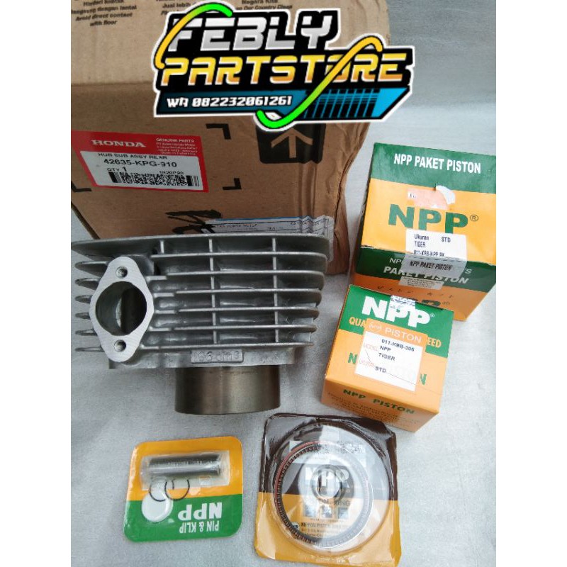 BLOCK BLOK HONDA TIGER 196 AHM KCJ ORIGINAL SET PISTON NPP STD BLOK TIGER SET PISTON SEHER NPP STAND