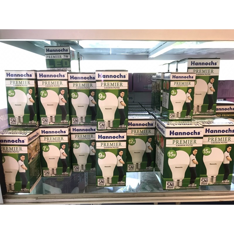 BOLA LAMPU HANNOCH LED 22 watt / 20 watt / 15watt / 12 watt / 9watt / 7watt / 5watt / 3watt PREMIER 