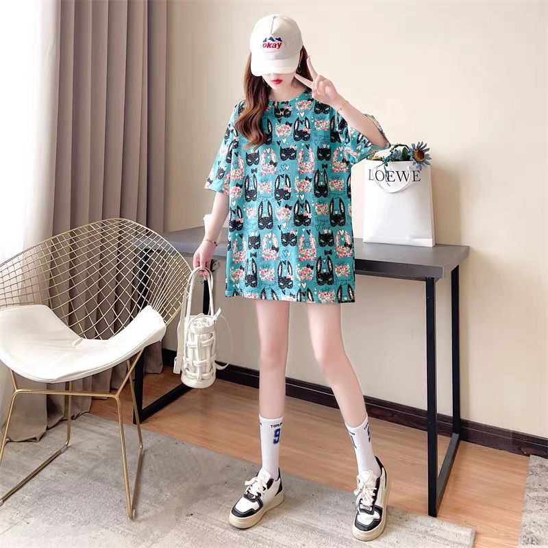 THISTLE - Oversize Tee Tshirt Wanita Model Longgar Motif Rabbit Mask Full Print