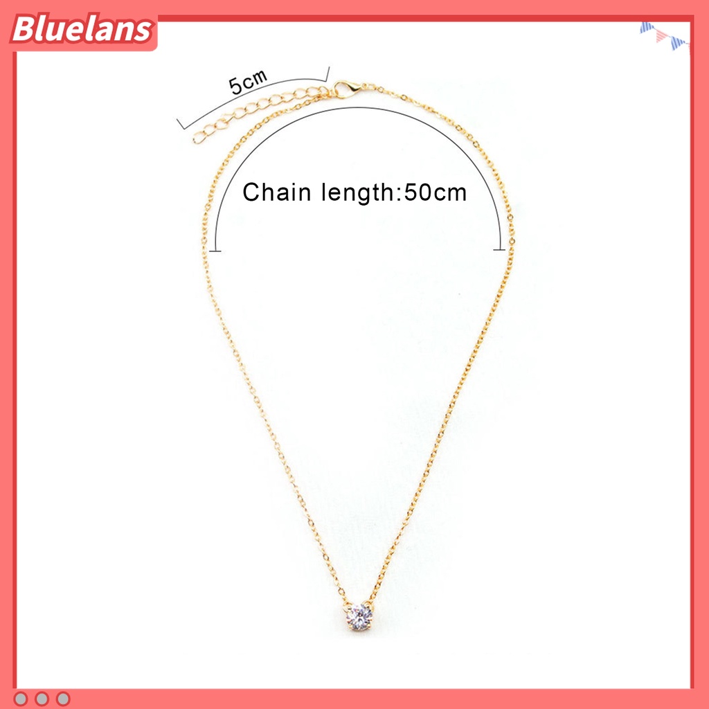 Bluelans Kalung Rantai Tipis Hias Cubic Zirconia Untuk Wanita