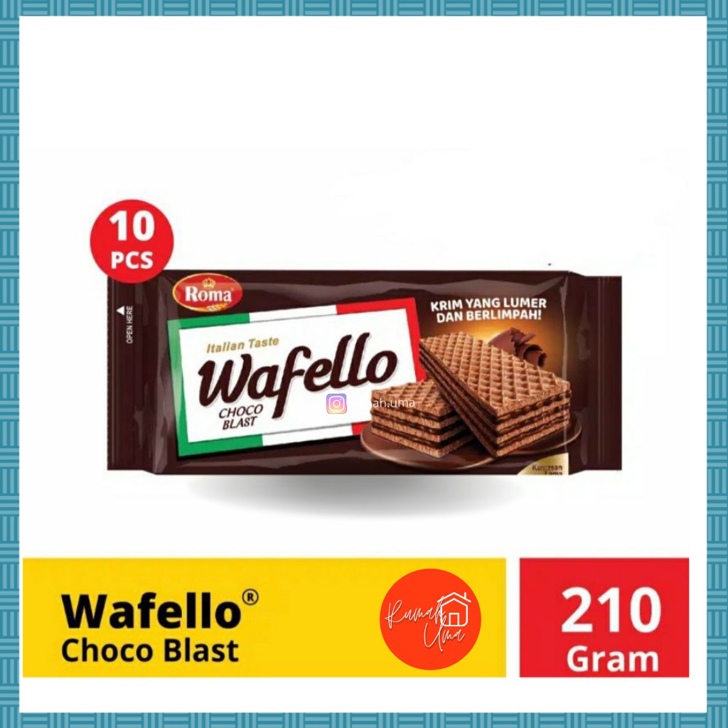 

Cemilan Snack Wafer Roma Wafello Wafelo Choco Blast Italian Taste 21g - 10pc