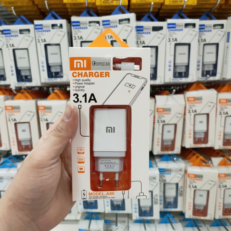 CHARGER XIAOMI A80 SINGLE PORT REAL 1.5A MICRO USB KUALITAS BAGUS IMPORT