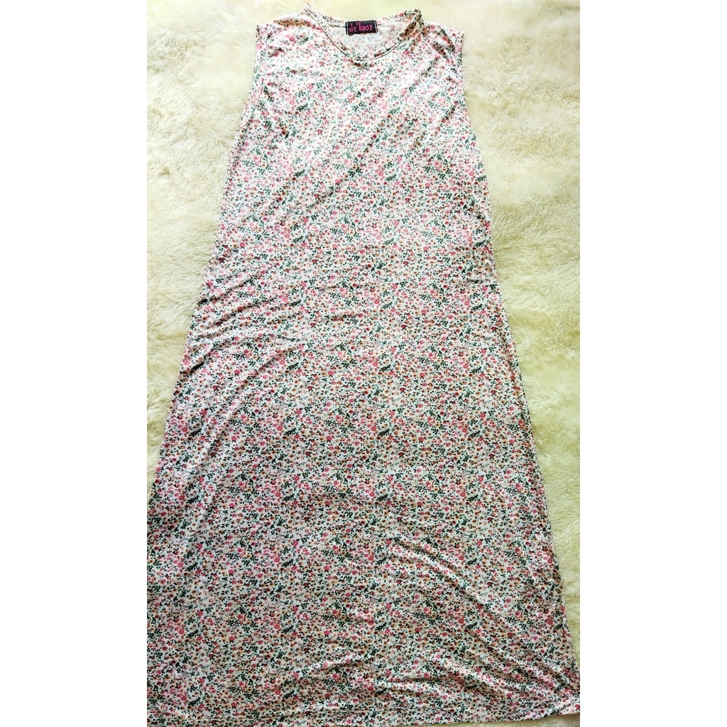 DRESS PANJANG TANPA LENGAN | MOTIF BUNGA
