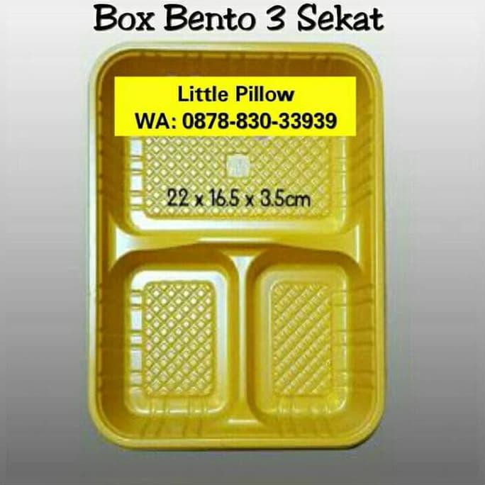 Box Bento 3 Sekat/Mika Bento Sekat/Food Container/Lunch Box bento - Merah
