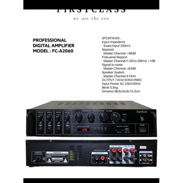 amplifier firstclass fc 2060 fc a2060 bisa buat speaker toa dan corong toa mesjid