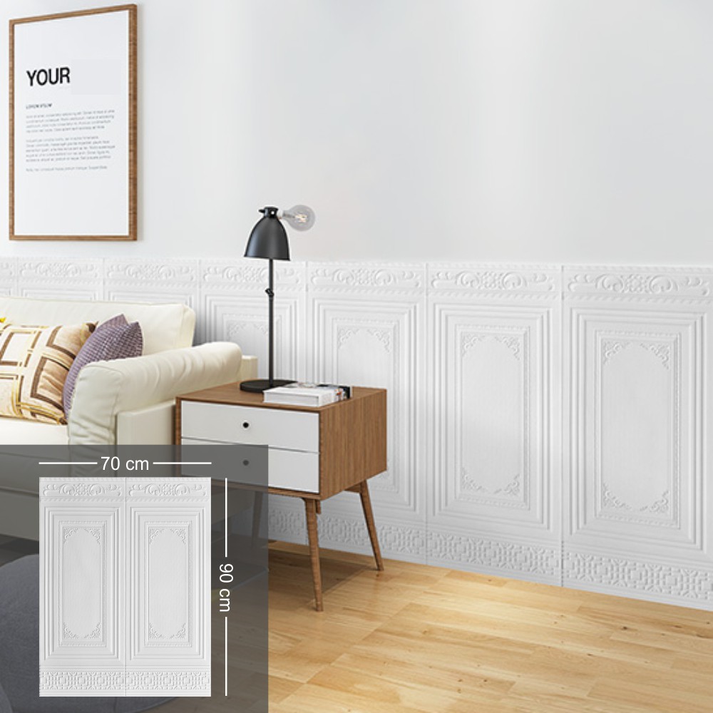 Wallpaper 3D FOAM / Wallfoam Dinding 3D Motif PINTU JATI 70X90 CM-QW-1 PUTIH