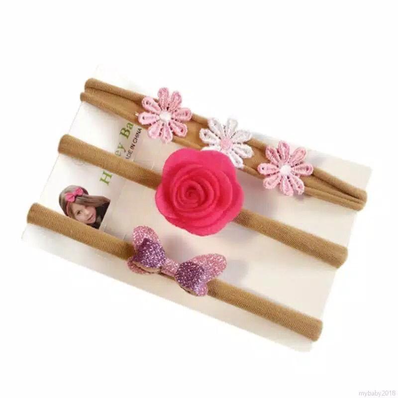 3 Pcs Flower Pearl Headband set Bandana Balita BABY AVENE