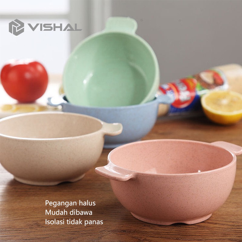 VISHAL Set Mangkuk Tempat Makan Anak - Wheat Straw Character Bowl for Toddler Mangkuk Binaural VS