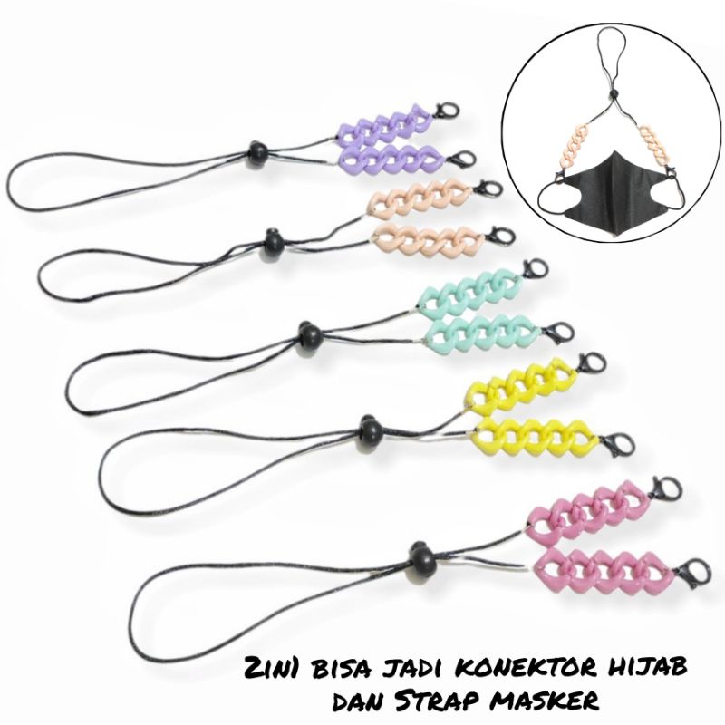 2in1 Strap Mask + Konektor Masker Hijab Free Stopper Gratis Shandy Acrilic Pastel Chain Kalung Connector Rantai Akrilik Multifungsi