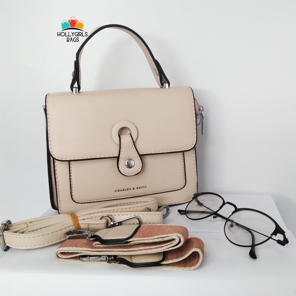TAS WANITA SELEMPANG CHARLES AND KEITH IMPORT & STRAP 3TALI PUSH LOCK SHOULDERBAG 2KG 3TAS 7202