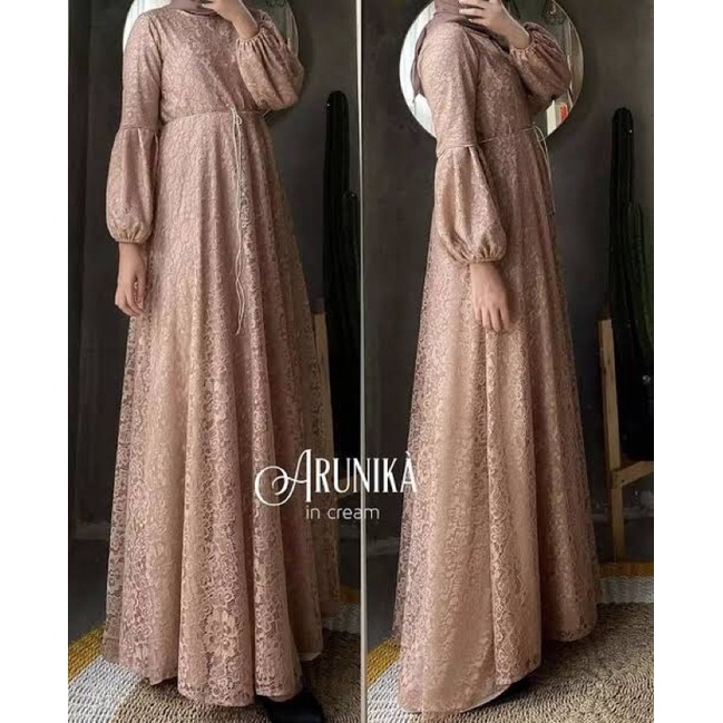 arunika dress brukat lengan balon/dress pesta dress kondangan brokat lengan balon