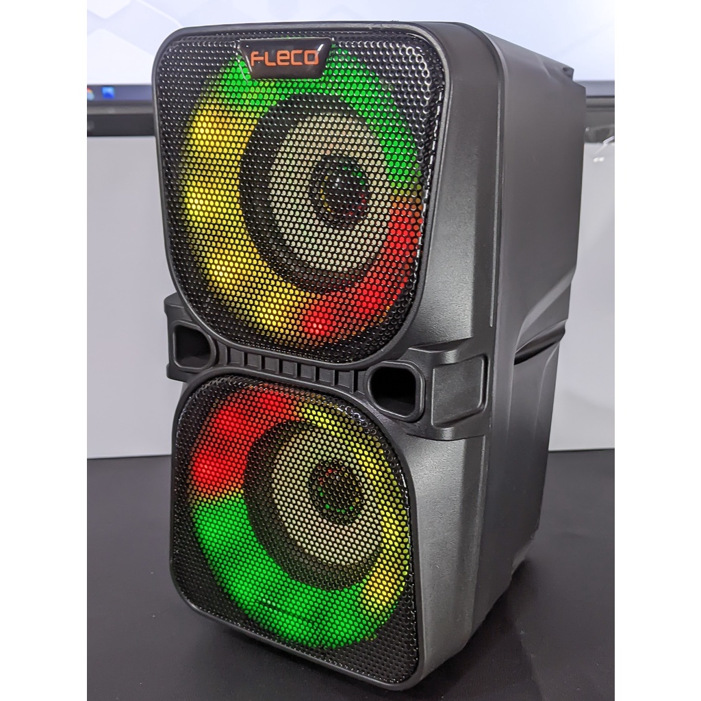 SPEAKER Portable KARAOKE BLUETOOTH F-3288 F 3288 Wireless Rechargable FM Radio Cool LED Light