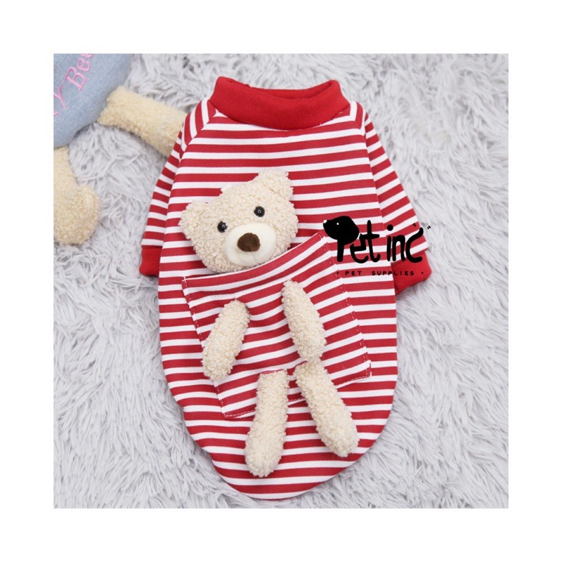 TAKE ME WITH YOU BEAR RED STRIPE (boneka bisa di lepas)