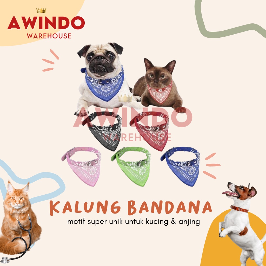 KALUNG BANDANA - Kalung Leher Scarf Cowboy Kucing Anjing Kelinci Collar