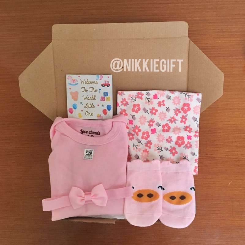 Baby Gift Jumper POLOS ABU PINK COKSU | Hampers Bayi Cowok Cewek | Hampers Newborn | Kado Lahiran-Pink Ribbon