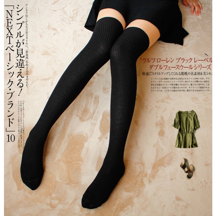 KT-06 Overknee Socks Kaos Kaki Sepaha Tebal Motif Garis stocking lolita cosplay