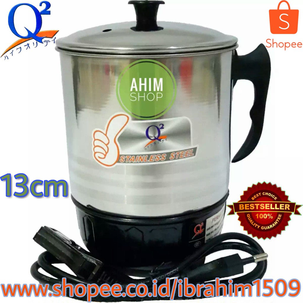 Q2 13cm Teko Listrik Pemanas Air Mug Panci Stainless Steel Electric Heating Cup 190w By Ahim Shop