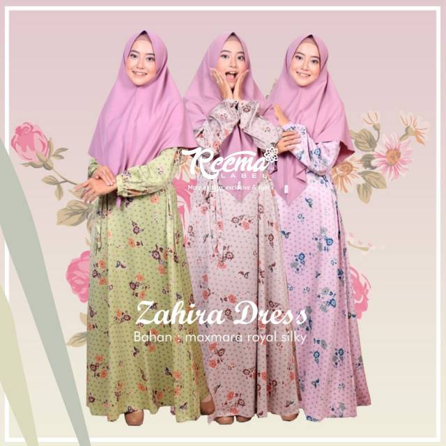 Zahira Dress by Reemalabel / Gamis Syari Motif / Maxmara / Gamis Murah / Terbaru / Busana Muslim