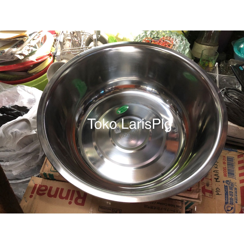 Komodo Baskom Stainless Steel Tebal  Besar Ukuran 30cm, 36cm, 40cm, 50cm, 60cm