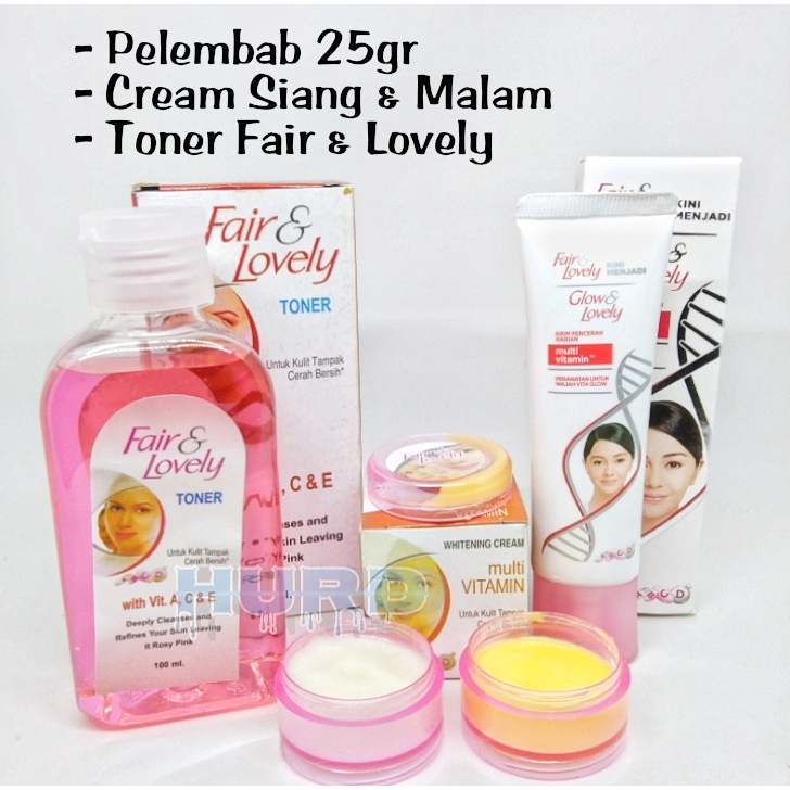 Hurd Store Paket 3 in 1 Cream Siang Dan Malam Fair And Lovely - Pelembab Fair and Lovely Plus Toner 