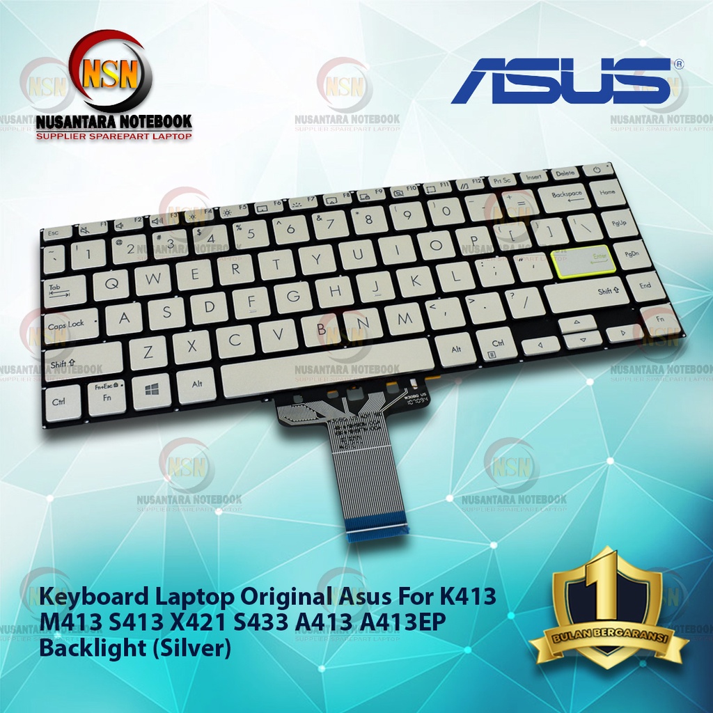 Keyboard Original Laptop Asus For Asus K413 M413 S413 X421 Backlight (Silver)