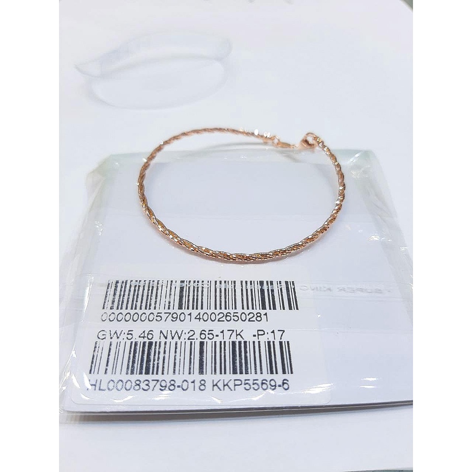 Gelang tangan anak dan dewasa emas asli kadar 700 70% 16k kawat kaku untir lilit ukir model Korea ada mix 2 warna