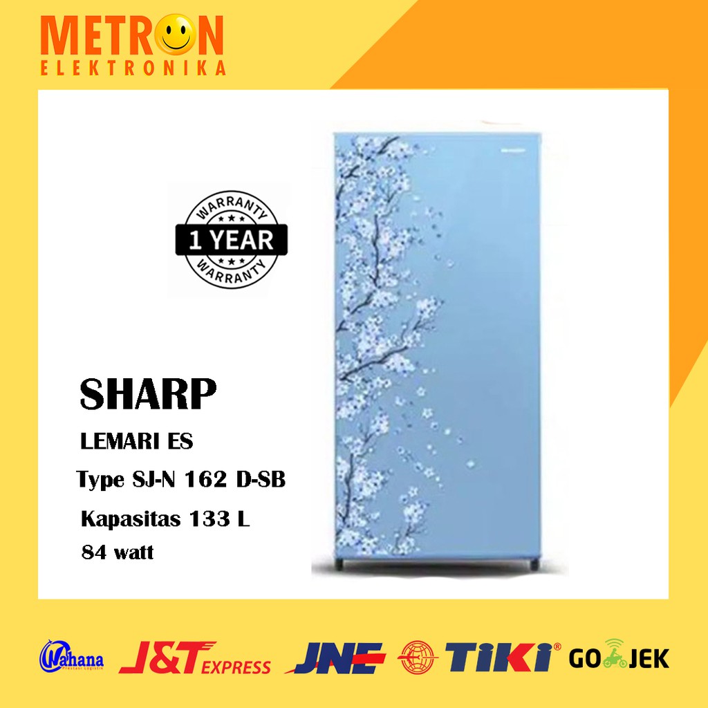 SHARP SJ N 162 D SB / SAKURA BLUE KULKAS LEMARI ES 1 PINTU 133 LITER / SJN162DSB