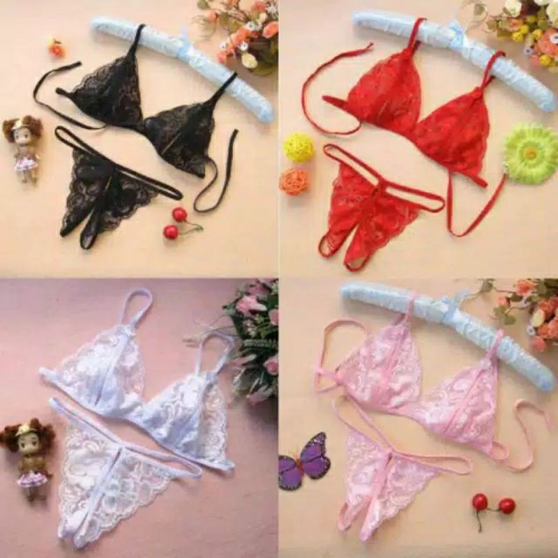 Bra dan g string Renda Transparant 1 set