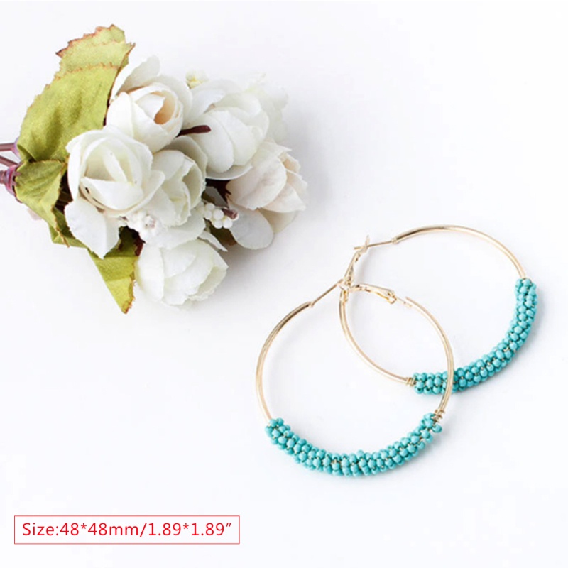 SIY  Colorful Beads Earrings Dangle Pendant Bohemia Hoop Jewelry Women Wedding Gifts