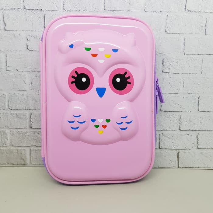 

Tempat pensil dan alat tulis model Smiggle EVA Hardcase Owl Unicorn - Glossy Owl-Blue